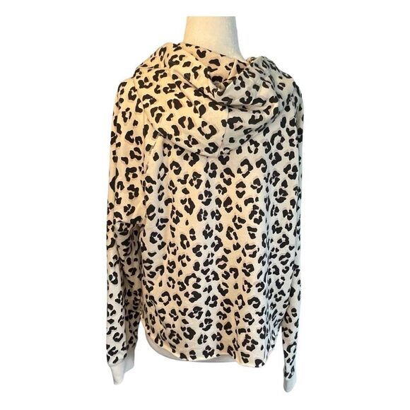 Lucky Brand Leopard Print Hoodie Sweatshirt Tan Black French Terry Long Sleeve S - Picture 3 of 8